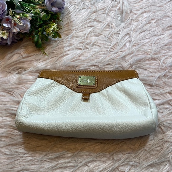 Cole Haan Handbags - Cole Haan White Brown Leather Clutch